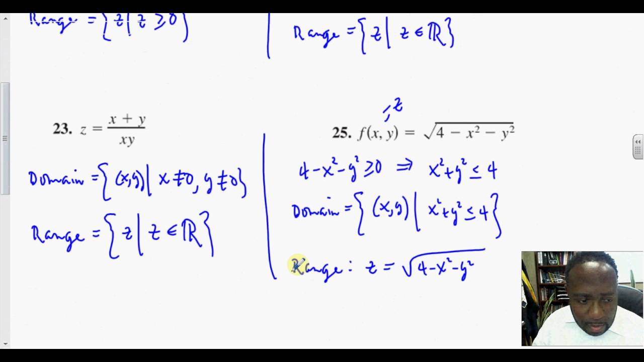13 1 Intro to Functions of Several Variables Find the Domain and Range ...