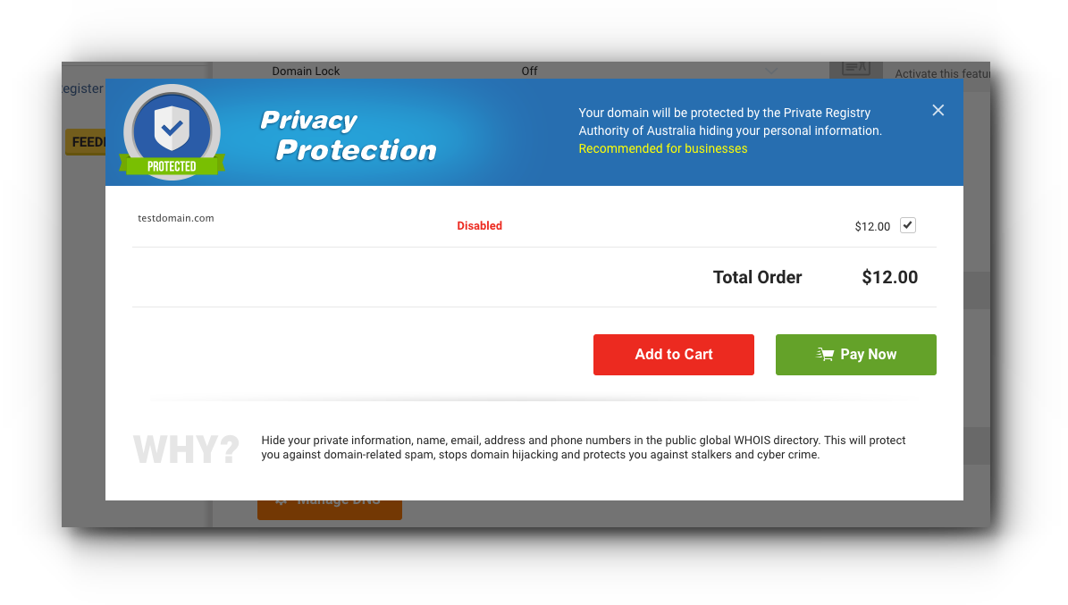 Activate Domain Privacy â Knowledge Base