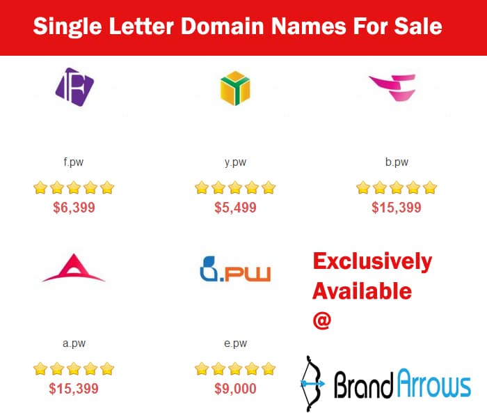 Brand Arrows Lists Single Letter Domain Names For Sale