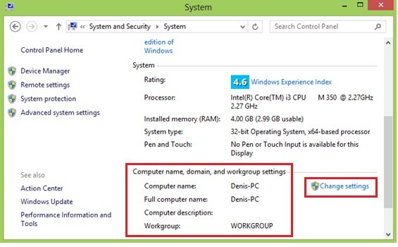 Changing Windows 8 Computer Name and Workgroup