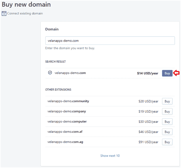 Configuring Domain Name in Shopify