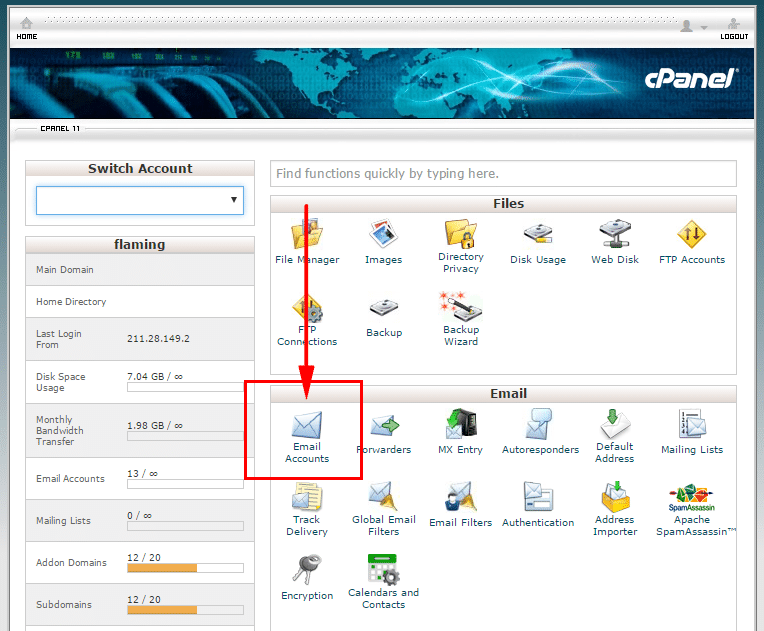cpanel email creation