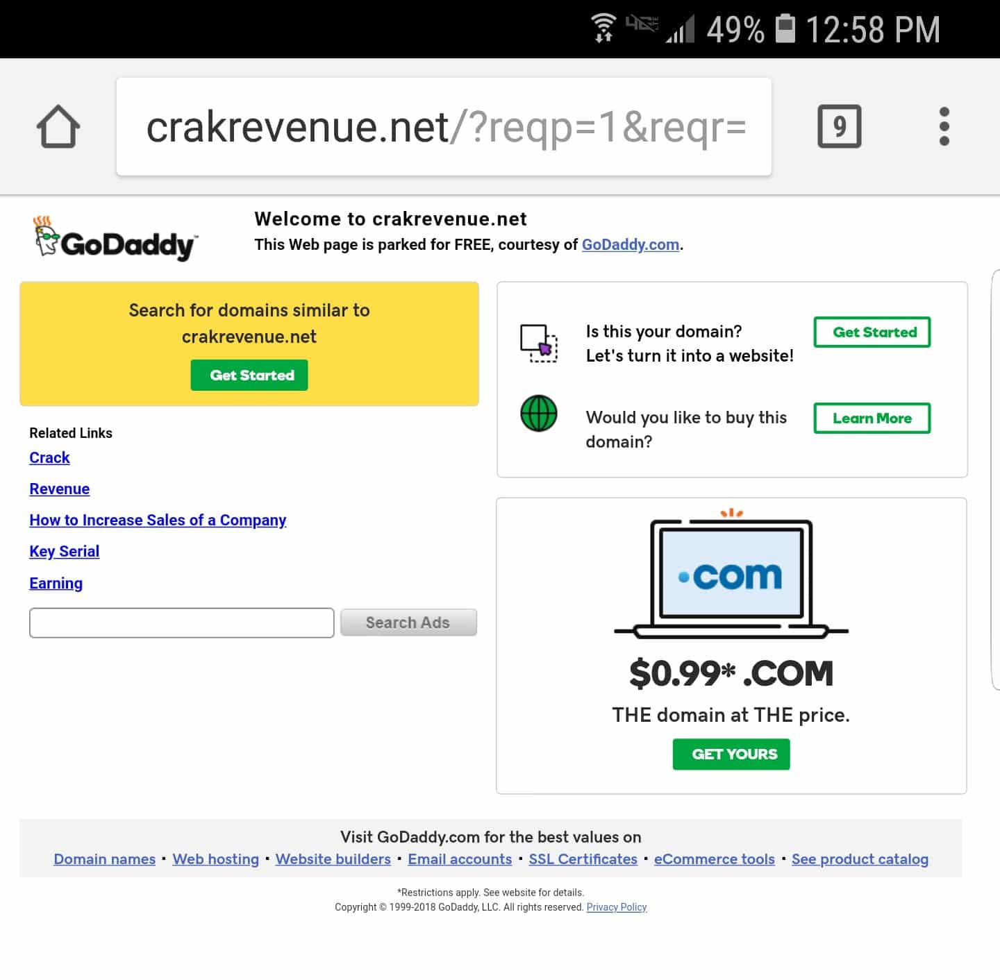 CrakRevenue domain parked at GoDaddy!