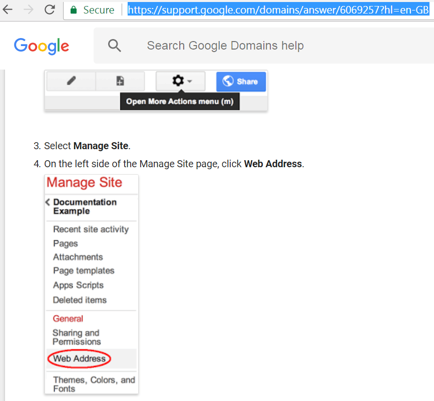 DNS for Google Site (No Web Addresses)