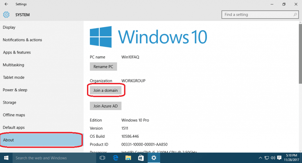 Domain Join Windows 10 Setup