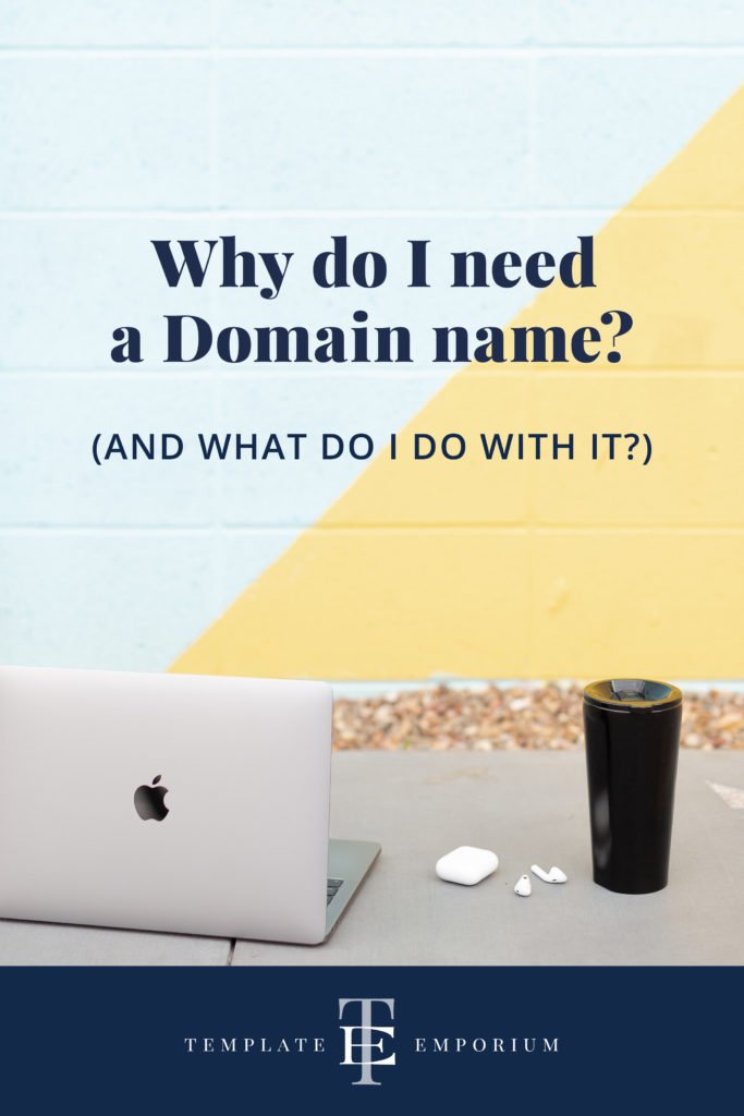 Domain name tips. Heading written over a laptop, and blue and yellow ...