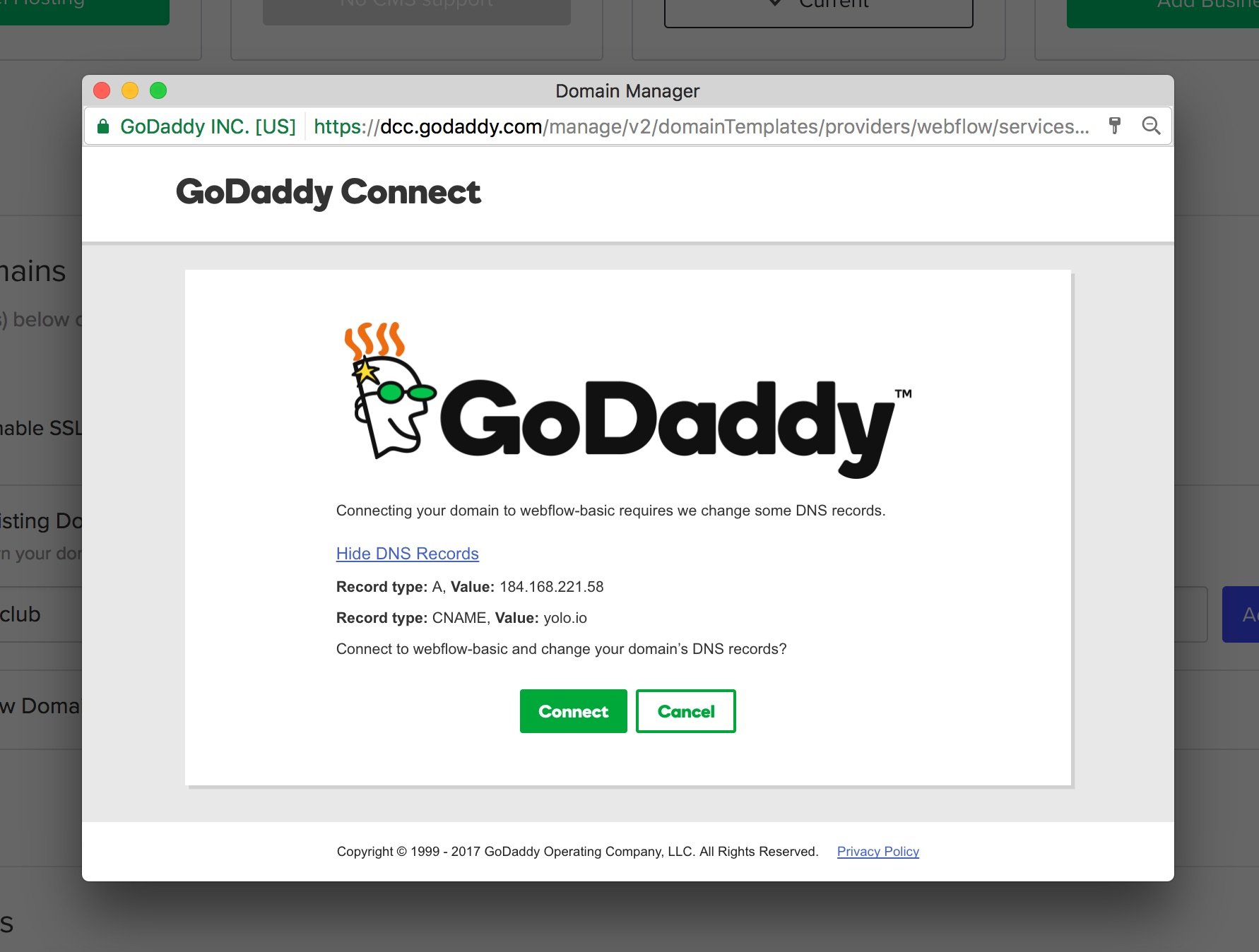 Easier GoDaddy domain connection