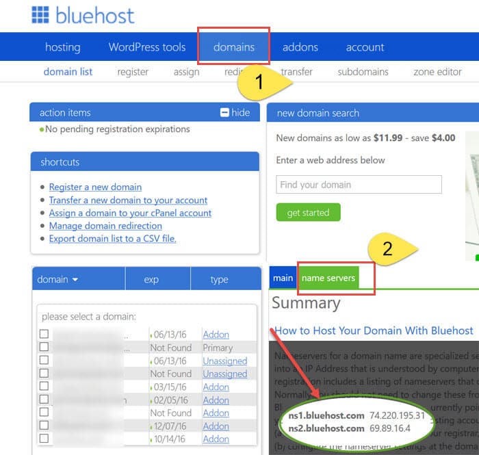 Find your domain name servers with Bluehost â Better Host Review