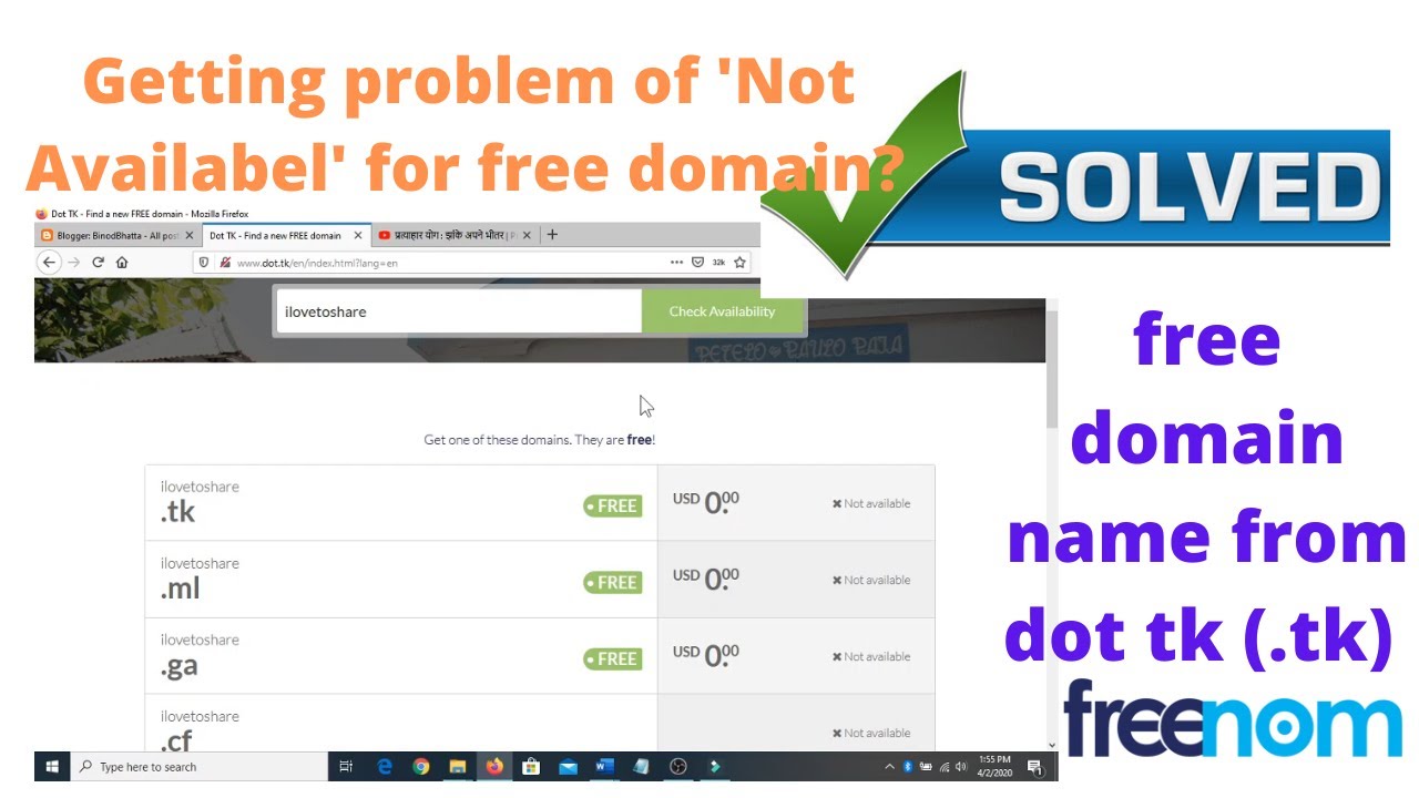 Get free domain for 1 year and How to fix Not Available domain problem ...