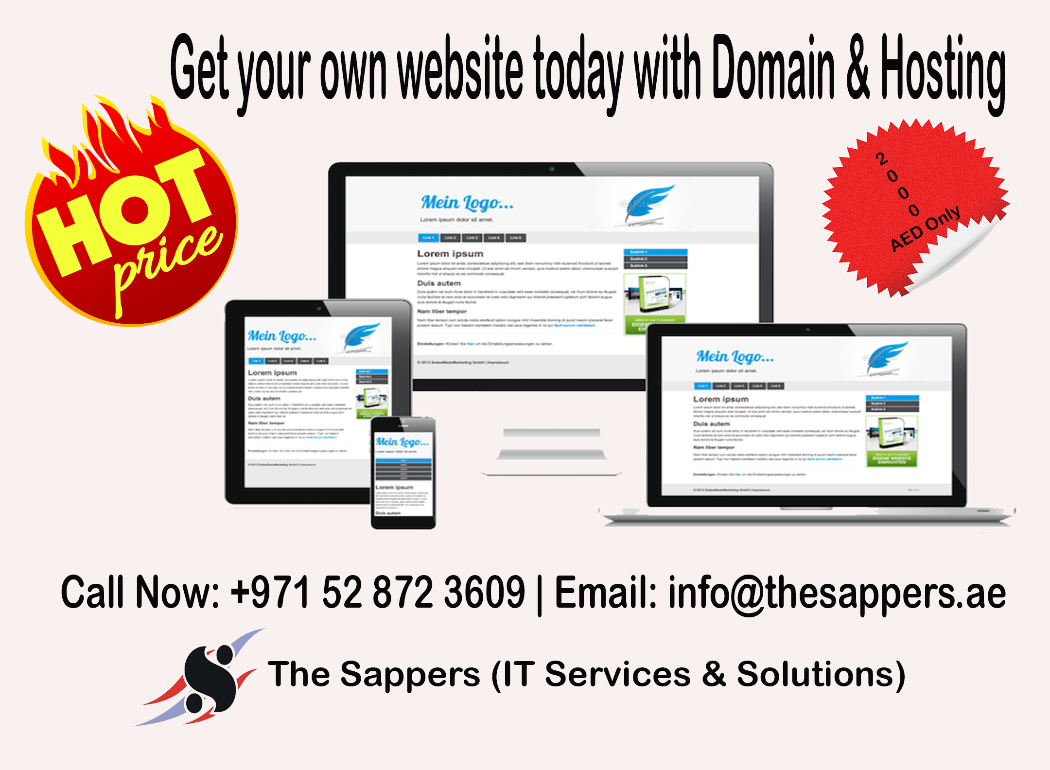 Get your own responsive website today just in 2000 AED. Call Now at ...