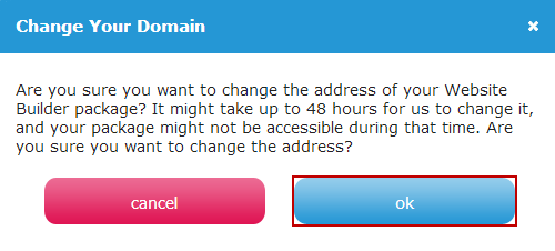 How can I change the domain name on my Website Builder package?