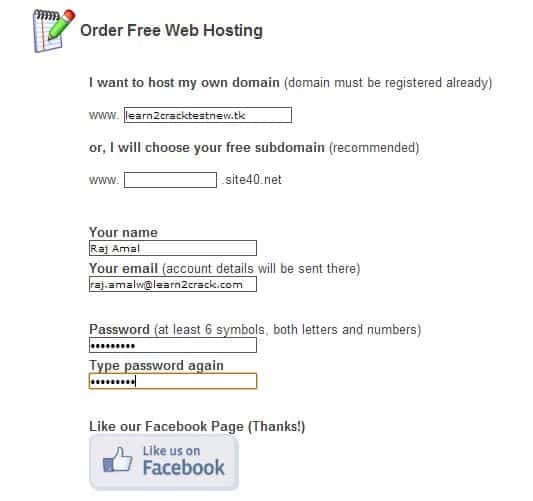 How to Register a free Domain Name and Use Free Hosting ? ~ Learn2Crack ...