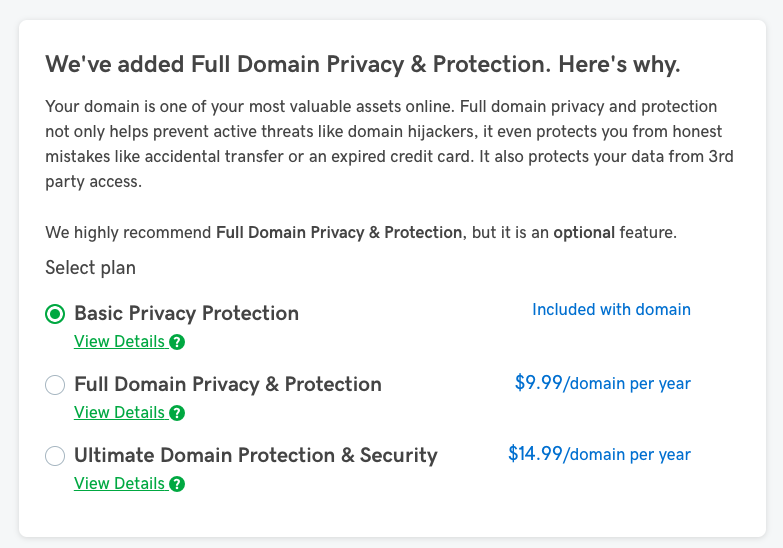 Is GoDaddy testing FREE Full Domain Privacy &  Protection ...