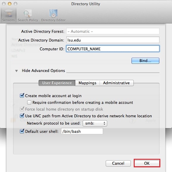 Mac OS X Mountain Lion (10.8): Join the LSU Domain