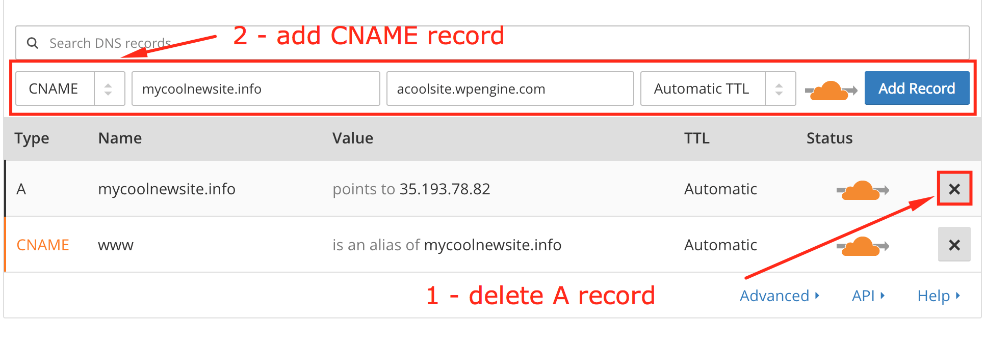 Point Google Domains DNS to WP Engine