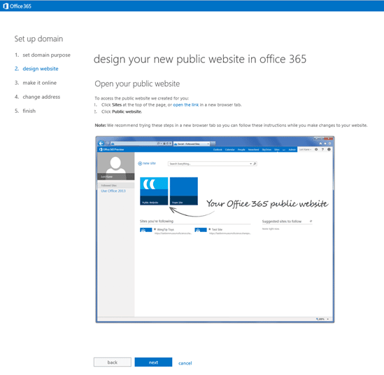 Public website on Office 365 with your own domain name