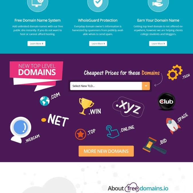 redesign freedomains.io domain reseller by Neef