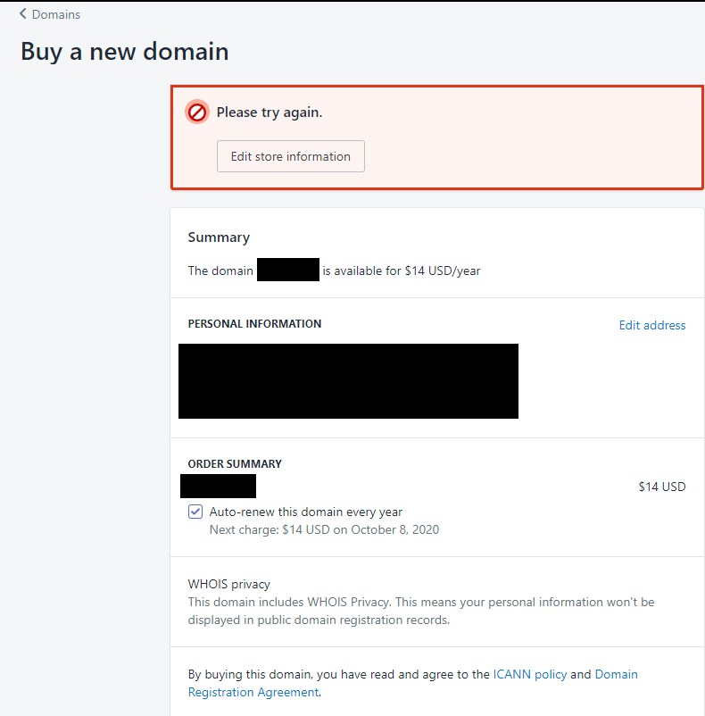 Solved: Problems buying new domain. please help me.....