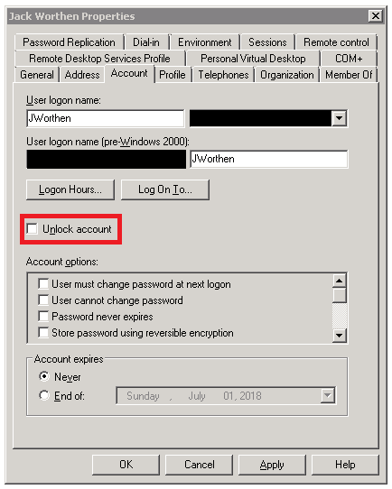 Unlocking An Active Directory Domain Account In Windows Server
