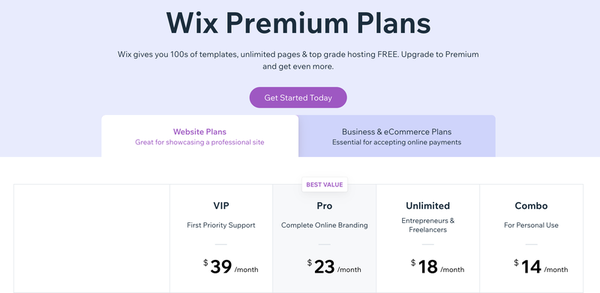 Wix Pricing Tiers and Benefits of Each Plan