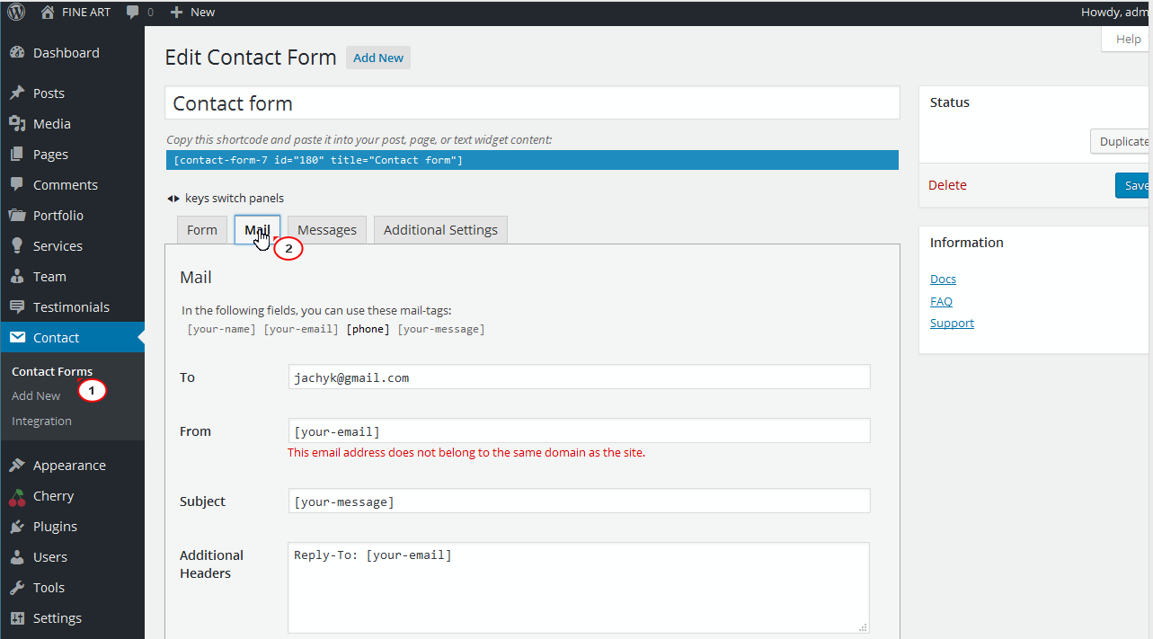 WordPress. How to deal with Contact form7 plugin " This ...